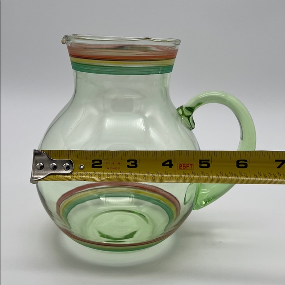 Mid-Century Modern Colorful Handblown Green Glass Pitcher - Picture 9 of 10